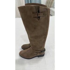 Savile Row‎ Caanyon Brown Tall Riding Boots Red Back Zip Chain Detail 8M